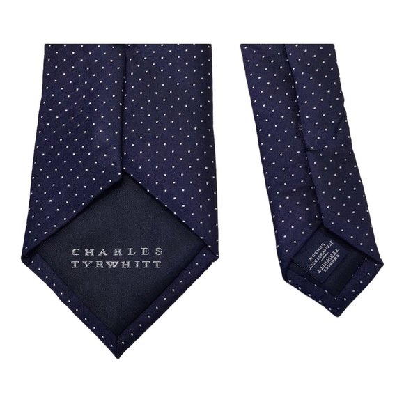 CHARLES TYRWHITT Blue Polka Dot Silk Tie 58"/3".1/2 EX COND - Picture 5 of 6